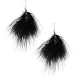 Black White Polka Dot Feather Drop Earrings