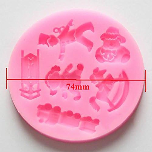 Doll Puppet Bear Train Fondant Sugarcraft Chocolate Soap Silicone Mold DIA 2.9"