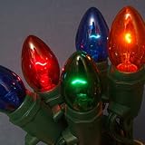 40 Multi Coloured Starlights on Green Cable