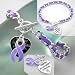 Purple Ribbon Cancer Awareness Toggle Bracelet w/ Suede