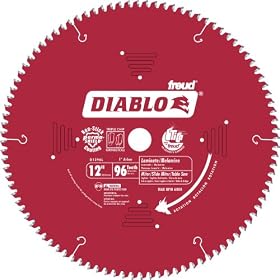 Freud D1296L Diablo Melamine, Laminate Flooring, and Wood Blade 12-Inch Diameter 96t TCG 1-Inch Arbor