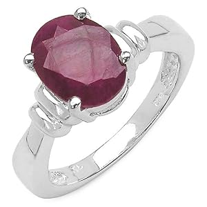 2.40 Carat Genuine Dyed Ruby Sterling Silver Ring