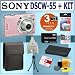 Sony Cybershot DSCW-55 7.2 MP Digital Camera (Pink) + 2GB Deluxe Accessory Kit w/3 Year Extended Warranty
