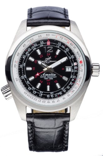 Abingdon - Aviatrix Collection: Amelia Stainless Steel Women's Watch - Runway Black Style