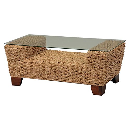 ガラステーブル 強化ガラス/木製(ウォーターヒヤシンス) RL-1840-T