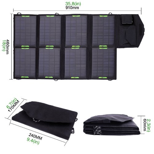ALLPOWERS® Solar Foldable Charger 28W Flexible Folding Solar Panel USB Charger for Laptops Mini Fan/Mobile phone/PDA/MP3/MP4/digital camera/video camera/PSP video games/ DVD/ iPhone/Blackberry/bluetooth headset/IPOD digital products