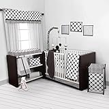 Bacati - Dots/pin Stripes Black/white 10 Pc Crib Set Including Bumper Pad
