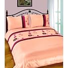 Pink Neve Design Embroidered Quilt/Duvet Cover Bedding Set (200 Thread Count)