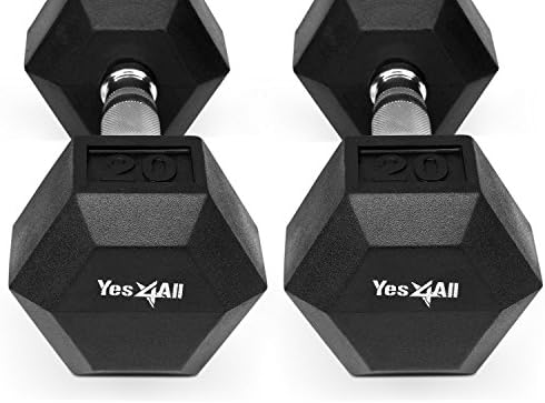 InfiDeals INFIDEALS DELUXE RUBBER COATED HEX DUMBBELLS - SOLD IN PAIR (Black - 20 lbs. (Pair))