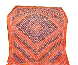 Beaded Throw Orange Wall Hanging Hand Embroidered Tapestry FINAL SALE