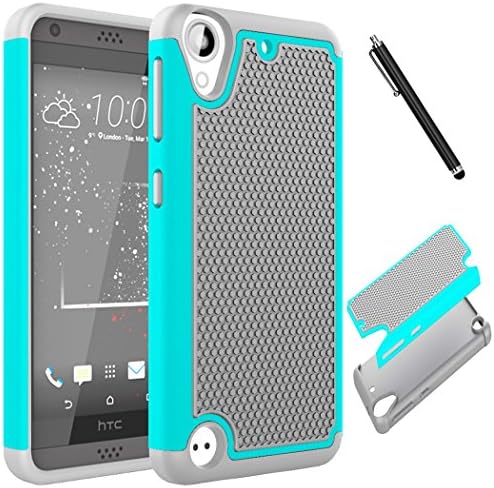 HTC Desire 530 Case , HTC Desire 630 Case , Zoeirc Dual Layer Hybrid Armor Protective Case Cover for HTC Desire 530 / 630 with 1 Black Stylus (mint+grey)