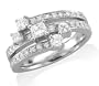 18k White Gold Round and Princess-Cut Diamond Ring Band, Size 7 (GH, SI, 0.85 carat)