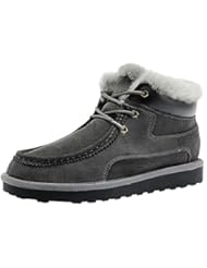 Shoes: Rock Me Fluff Leather Collar Knitting Lace Up Men Ankle Snow Boots Baken III(10 D(M) US, Grey)