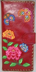 Spring Garden Wallet Flowers & Butterflies Red