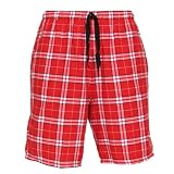 Red and White check plaid flannel cotton campus dorm shorts, 9 inseam, 5 adult sizes