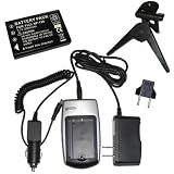 HQRP Replacement {COMBO} Battery + Charger (incl. Wall USA / Euro Plug & Car Adapter) for Fuji NP-120 Fujifilm Finepix F10, F10 Zoom, F11, F11 Zoom Digital Camera plus HQRP Black Mini Tripod