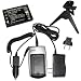 HQRP Replacement {COMBO} Charger (incl. Wall USA / Euro Plug & Car Adapter) + InfoLithium Battery for Fuji Fujifilm Finepix F11, F11 Zoom, F10, F10 Zoom Digital Camera plus HQRP Black Mini Tripod