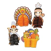 Beistle 4-Pack Decorative Thanksgiving Playmates, 4-Inch-5-Inch
