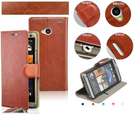 Lanzero@ HTC M4 Snap-on Thin Side Flip(Stand/Id Card Slot/magnetic Closure) Premium Pu Synthetic Leather Cover Case with FREE Ultimate Clear Plus Screen Protector For HTC ONE Mini M4 (Blown)