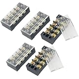 5 Pcs Dual Row 4 Position Covered Screw Terminal Strip 600V 25A