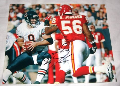 Derrick Johnson Autographed Kansas City Chiefs 8x10 Photo W/PROOF, Picture of Derrick Signing For, Kansas City Chiefs, Texas Longhorns