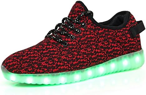 MINMAI Men&amp;Women's 7 Colors USB Charging LED Fashing Shoes Fashion Light UP Sneakers Claret Size37