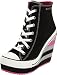 Rock & Candy Women's LuLu Wedge Fashion Sneaker,Black Canvas,9 M US