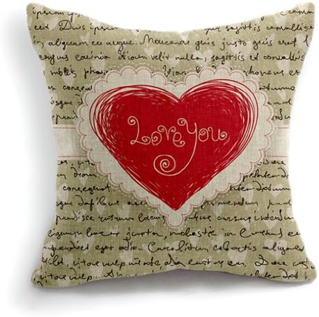 Love You Cotton Linen Retro Home Decorative Throw Pillow Cover Cushion Case