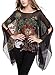 DJT Womens Floral Printed Chiffon Caftan Poncho Tunic Top One Size T63 Black-Floral