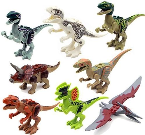 8 PCS /Set Age 6+ Size 7 cm. Jurrassic World Minifigures Jurrassic Park Dinosaur Building Blocks ABS Package Without Original box by Jurrassic World
