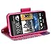 HTC Desire 610 Case, Magnetic Leather Flip Wallet Pouch HTC Desire 610, Slim Folio Case with Kickstand, 2 Credit Card Slot Wallet Pouch (HOT Pink Cheetah)
