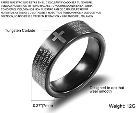 Valanthe Anti-scratch Bible Scripture and Cross Stainless Steel Male Ring, Black