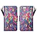 GW USA Pu Leather Wallet Case iPhone 8 Plus/iPhone 7 Plus Case, Wrist Strap Flip Folio [Kickstand] Card Slot For Apple iPhone 8 Plus/7 Plus, Rainbow Flower