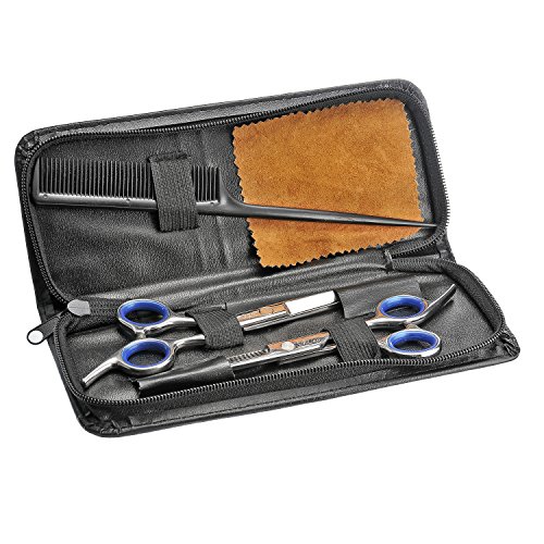 SchÃ¶ne Professional Hair Cutting Scissors Shears Barber Thinning Set Kit with a Black Leather Case. - Barber Hair Cutting and Thinning/texturizing Scissors/shears Set - 6.5" Overall Length with Fine Adjustment Tension Screw - Japanese Stainless Stee