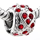 PugsterJewelryJulyBirthstoneHeart925SterlingSilverHeartBeadsFitsPandoraCharmBracelet