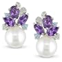10k 1-5/8ct TGW Amethyst,Topaz and Pearl Earrings