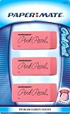 Papermate Pink Pearl Rub Eraser Large 3 Card