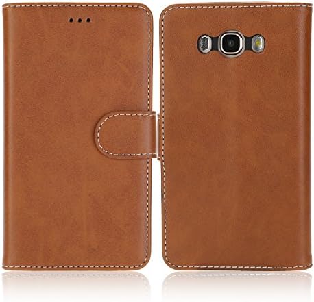 Samsung Galaxy J7 2016 Case, Xiangtian Flip Folio [Kickstand Feature] PU Leather Wallet Case with ID&amp;Credit Card Pockets for Samsung Galaxy J7 2016 Version (Brown)