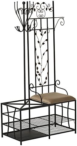 Forest Hall Tree with 3 Hooks 2 Bottom Shelves 1 Top Shelf and 1 Coat Rack Plus FREE GIFT