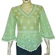 Green Top Cotton 3/4 Sleeve Chikan Embroidery Size S