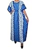 Gift Idea Womans Caftan Batik Cotton Printed Long Kaftan Beach Coverup Blue Large