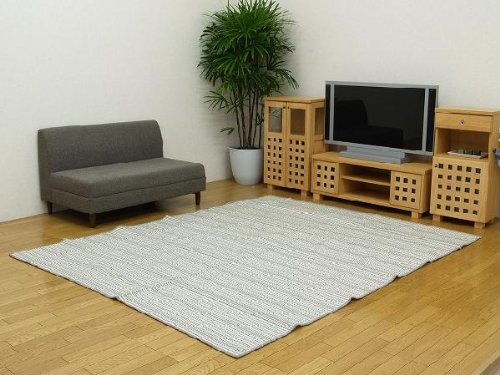 綿混ラグカーペット『キャンパス』　サイズ：200×200cm カラー：ブラック　(#4907970*) 