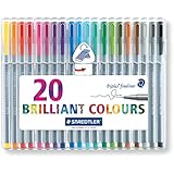 Staedtler Triplus Fineliner Pens, .3mm, Metal Clad Tip, 20-Pack, Assorted (334SB20BK)