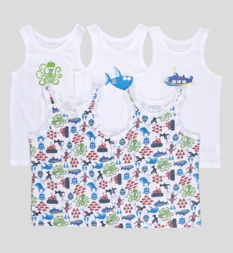 5 Cotton Rich Underwater Design Vests