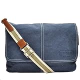 Authentic Coach Faded Denim Flap Messenger Laptop Business Bag 70381 Navy Blue