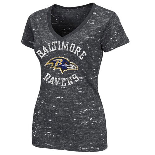 Baltimore Ravens NFL Ladies T-Shirt - VF Imagewear Womens Pride Playing II Short Sleeve Top Charcoal Heather