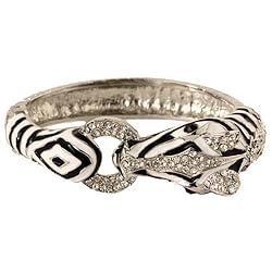 Silvertone and Rhinestone Zebra Bangle Bracelet Fashion Jewelry