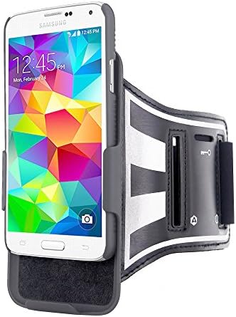 Fittense Sports Armband Combo with Case for Samsung Galaxy S5. Open Face Arm Band Ideal for Fitness Apps. 90°Rotative Holster. Reflective Strap. Phone Holder for Sport Running Jogging Exercise Workout
