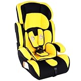 TecTake 400570 Autokindersitz Gruppe I/II/III 9-36 kg 1-12 Jahre, gelb/schwarz