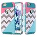 iPhone 5C Case,LUOLNH [2in1] Heavy Duty Hybrid Hard Case for Apple Iphone 5c -powder Blue Mint Teal and Coral Pink Split Chevron Design Cover(Dark Green)